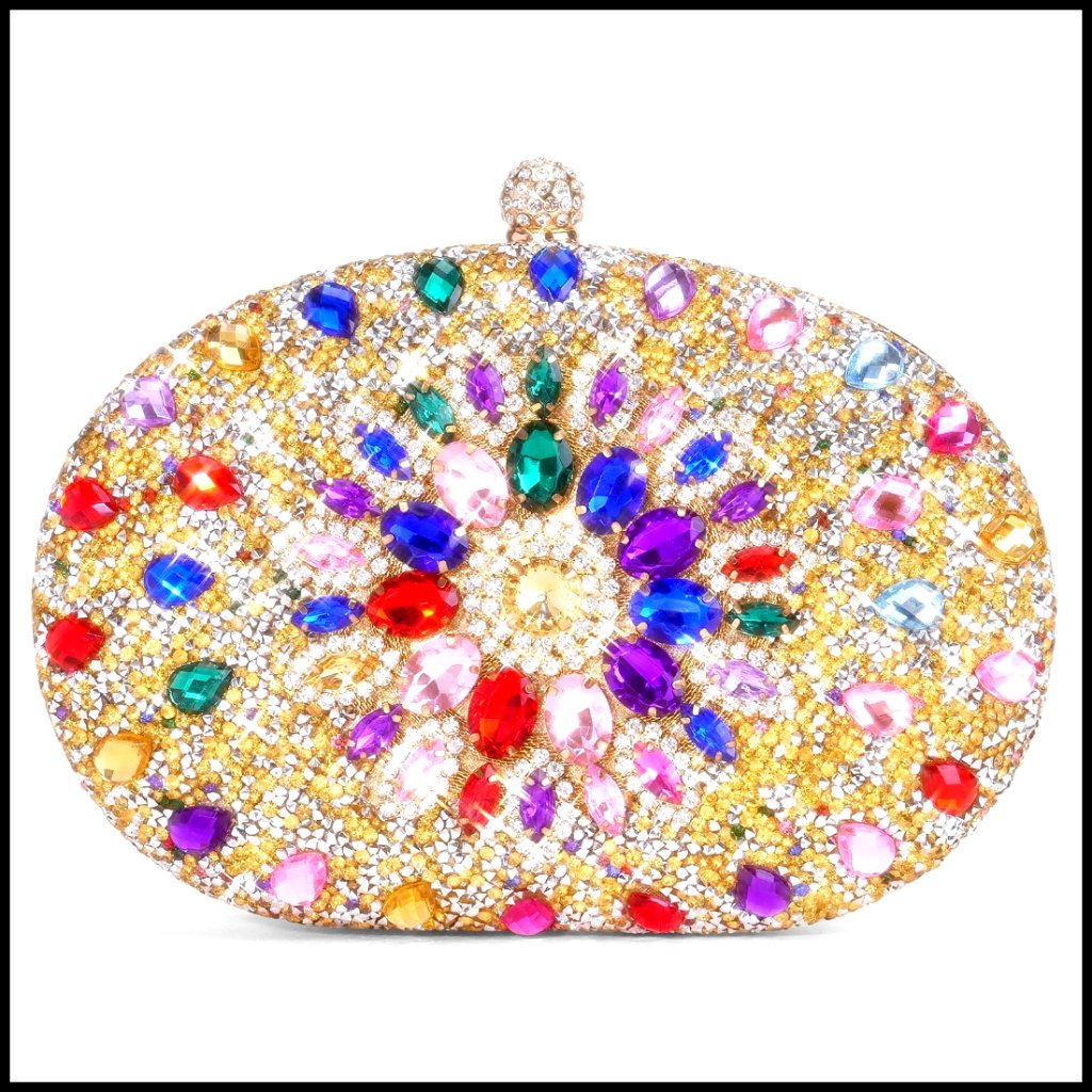 Rhinestone Clutch Evening Bag Elegant Sparkly Formal Party Purse With Chain